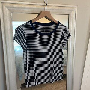American Eagle Women's Blue White Striped Soft Sexy Short Sleeve T Shirt XS